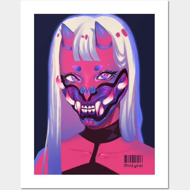 Pink Oni Wall Art by Minykoi